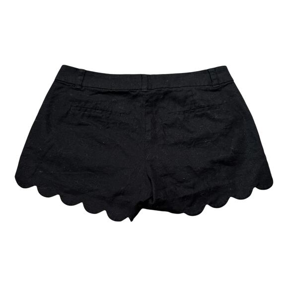 J CREW Black Scalloped Linen Blend Shorts Mid Rise Women's Size 8 Classic Chic - Picture 2 of 4